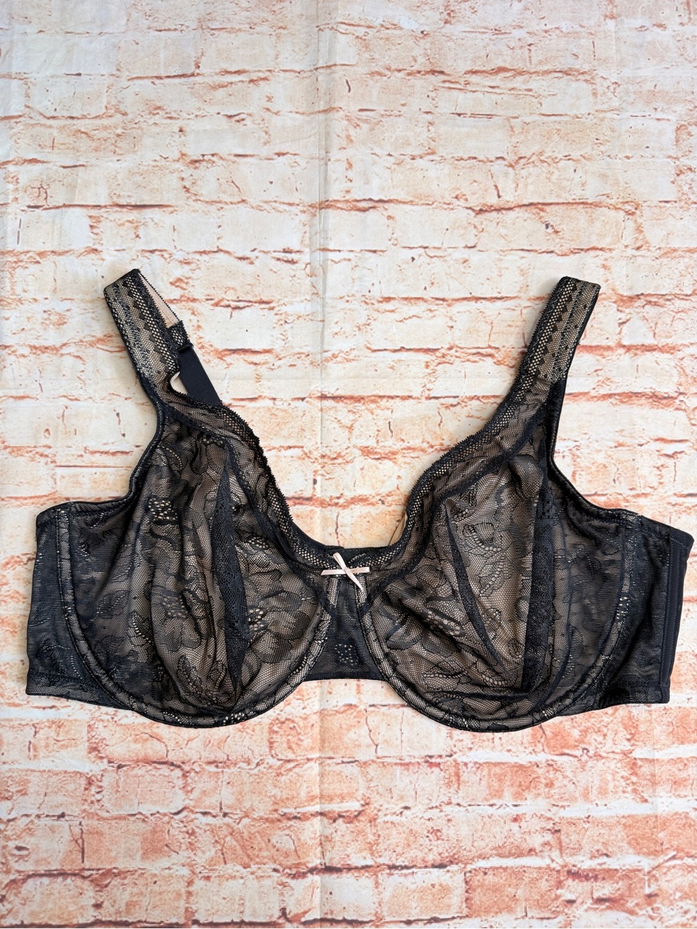 Cacique Black Lace Nude Modern Lace Covered UL FC Bra
